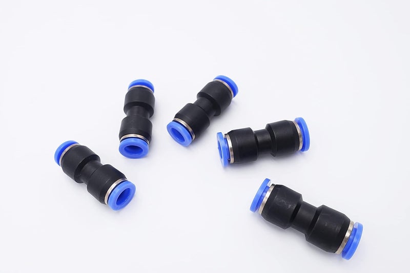 IVLPHA Push to Connect Fitting 8mm Tube OD, Pneumatic Air Water Straight Union Two Way Connector/Coupler (Pack of 5) - Image 1